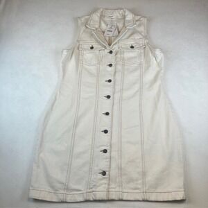 Cotton On Women's Denim‎ Mini Dress Sleeveless Button Front Casual Dunes L New